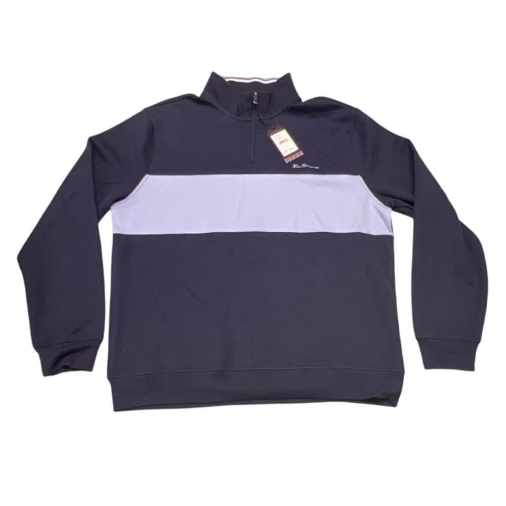 Ben Sherman Men's Blue Long Sleeve Pullover Zip Polo Top Size Extra Large XL New